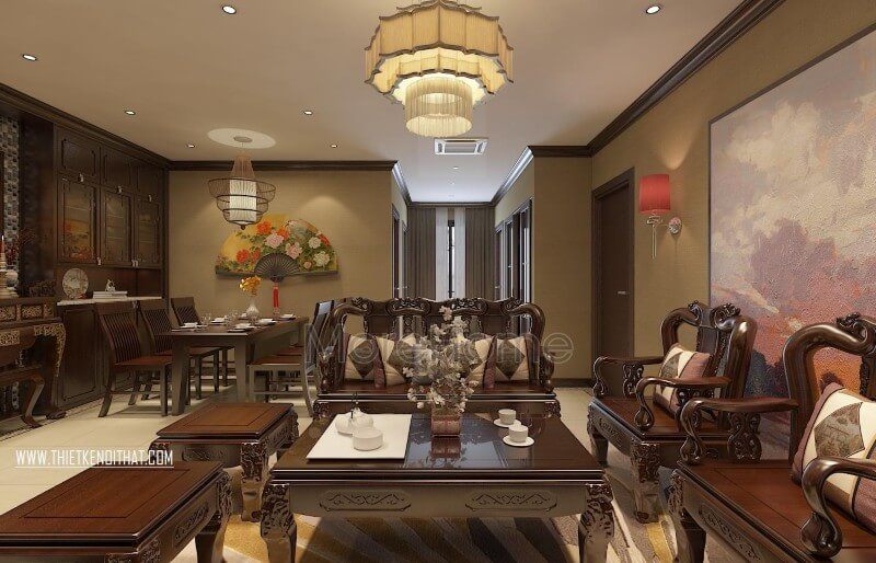 Toàn bộ tường nhà phòng khách chung cư được trang trí bằng giấy dán tường hàn quốc chính hãng đẹp mắt